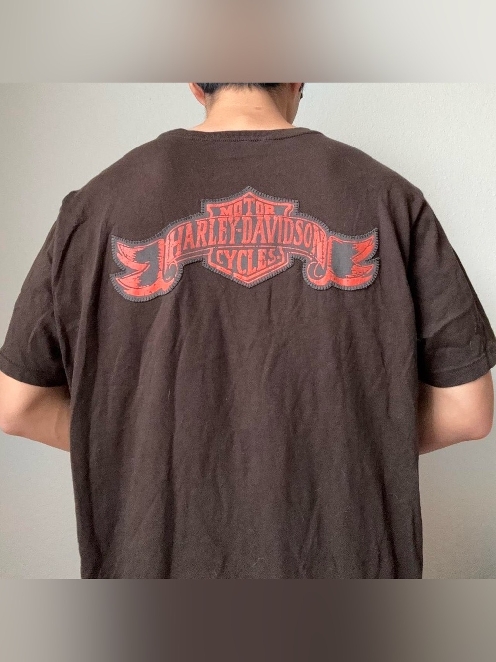 Vintage 2000s Harley Davidson Embroidered Brown Tee Shirt